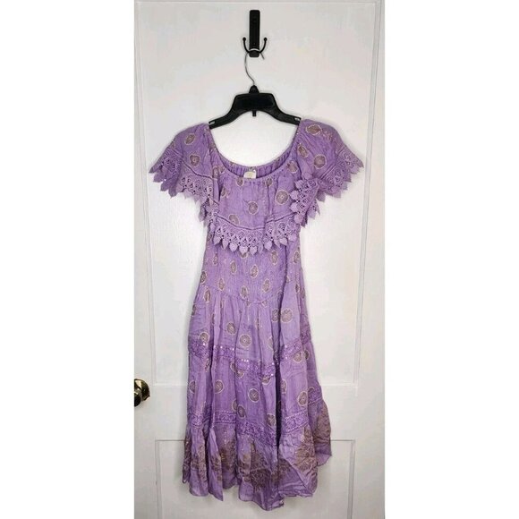 Ananta Dresses & Skirts - NWT Sz S/M Ananta Made In India 100% Rayon Purple Gold Mandala Dress Boho